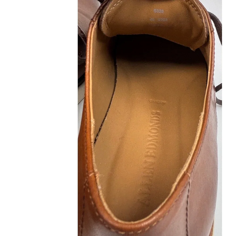 Allen Edmonds Mens Carson Chili Leather Hybrid Derby Shoes Size 8.5 D Lace Up